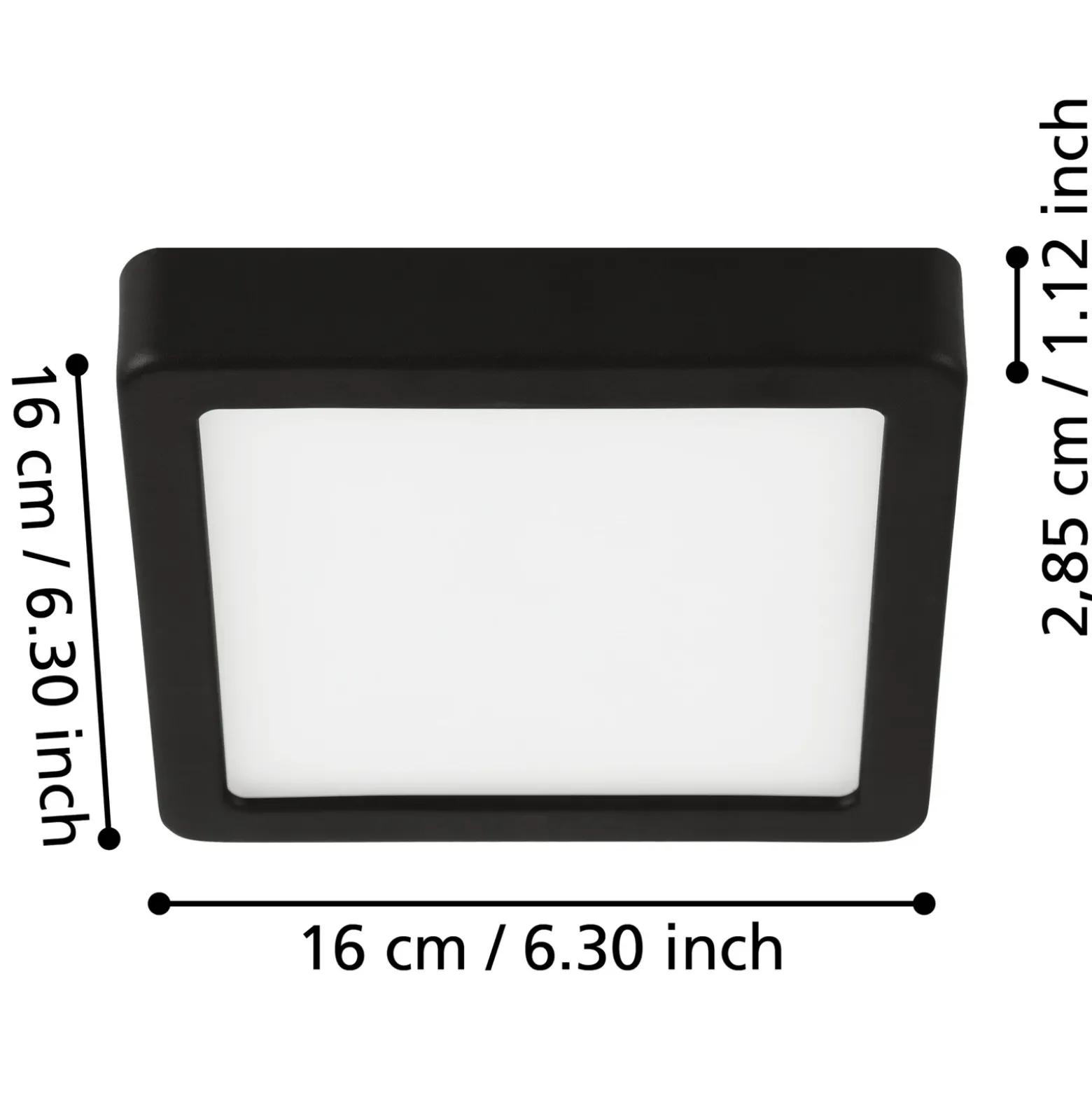Lámpara de techo LED Fueva 5 IP44 3000K negro 16x16cm