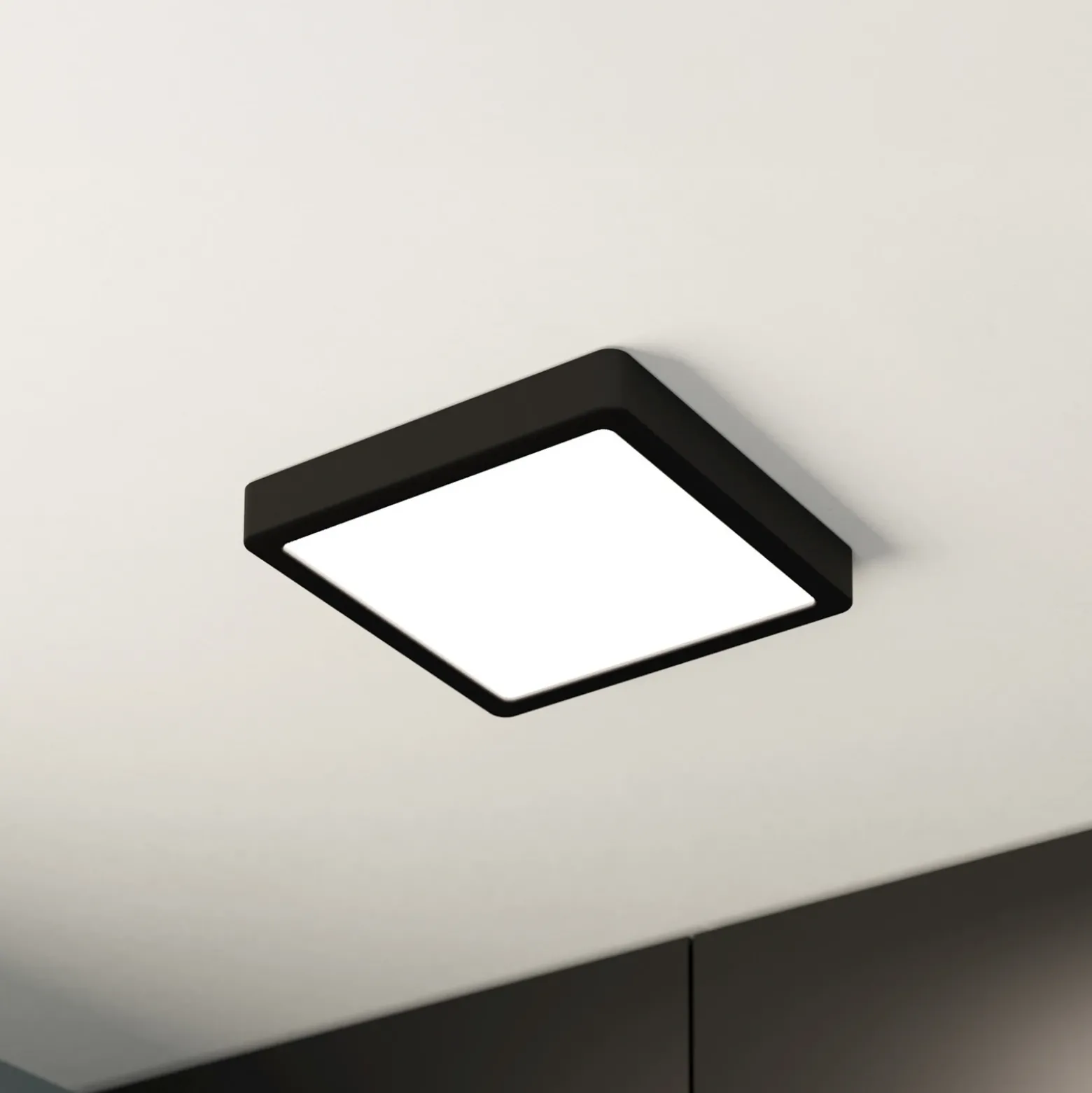 Lámpara de techo LED Fueva 5, IP20 negro 21x21cm
