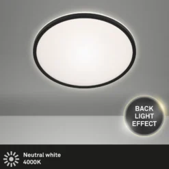 Lámpara de techo LED Lana, efecto retroiluminado Ø28 negro