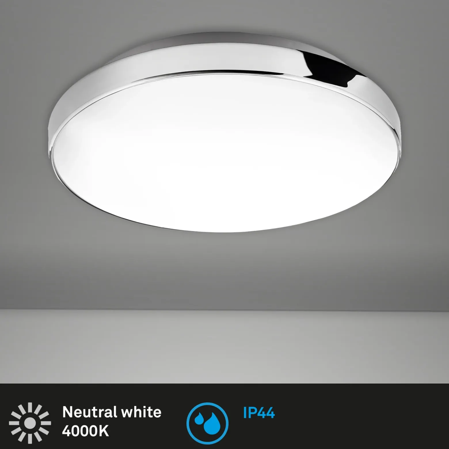 Lámpara de techo LED Malbona, marco cromado, Ø 28,5 cm