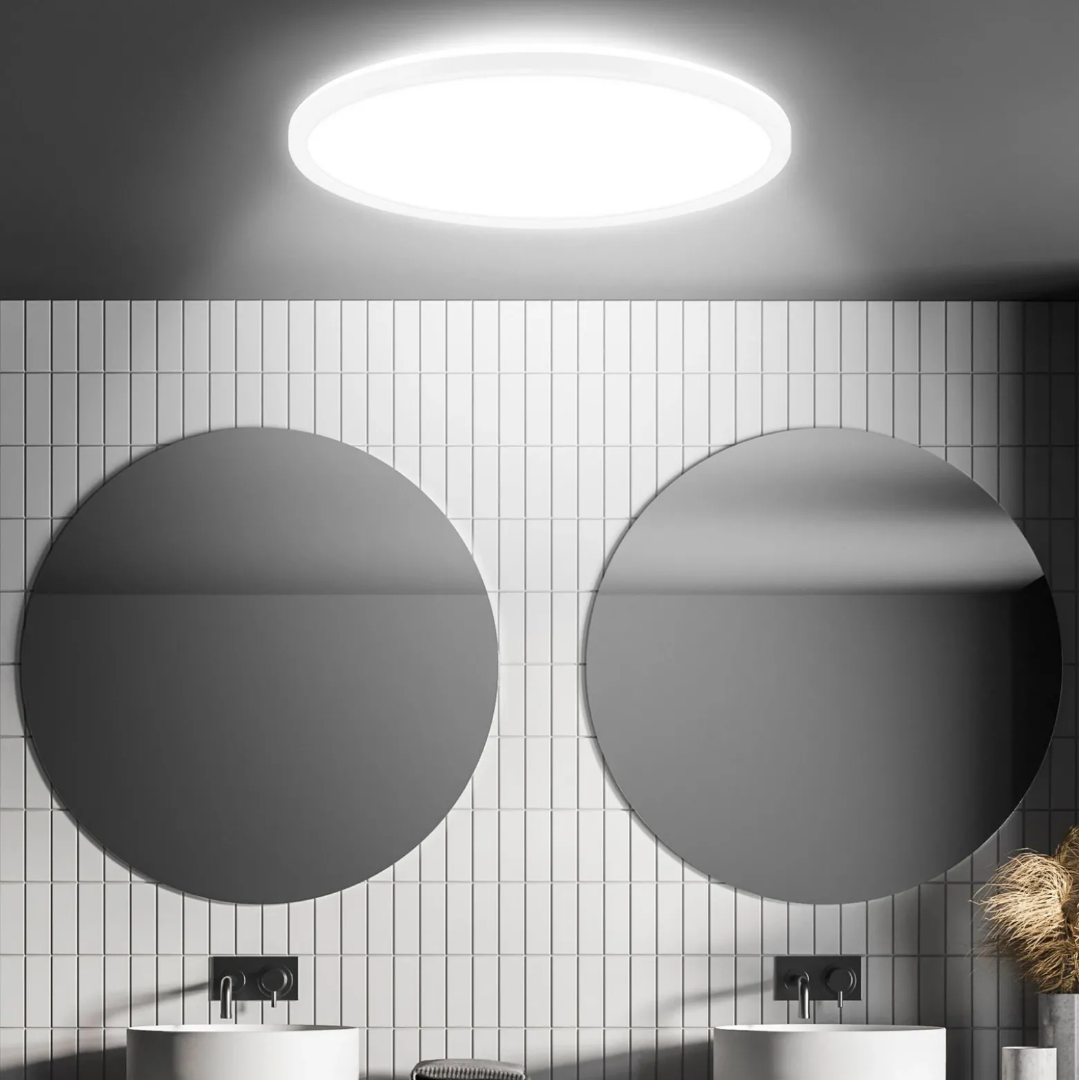 Lámpara de techo LED Move, sensor, Ø 42 cm, IP44, blanco, 4000K