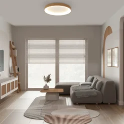 Lámpara de techo LED Niseko II CCT control remoto Ø50cm color madera