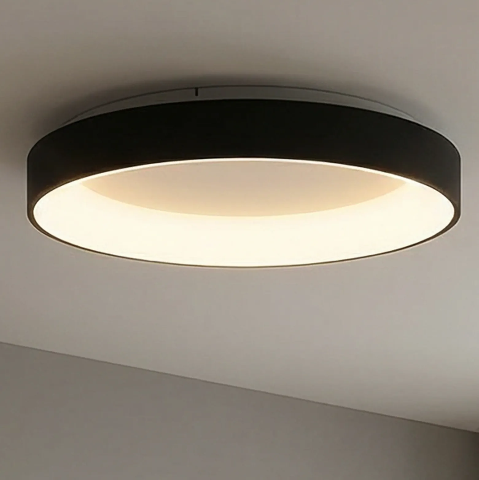 Lámpara de techo LED Niseko II CCT control remoto, Ø 38cm, negro