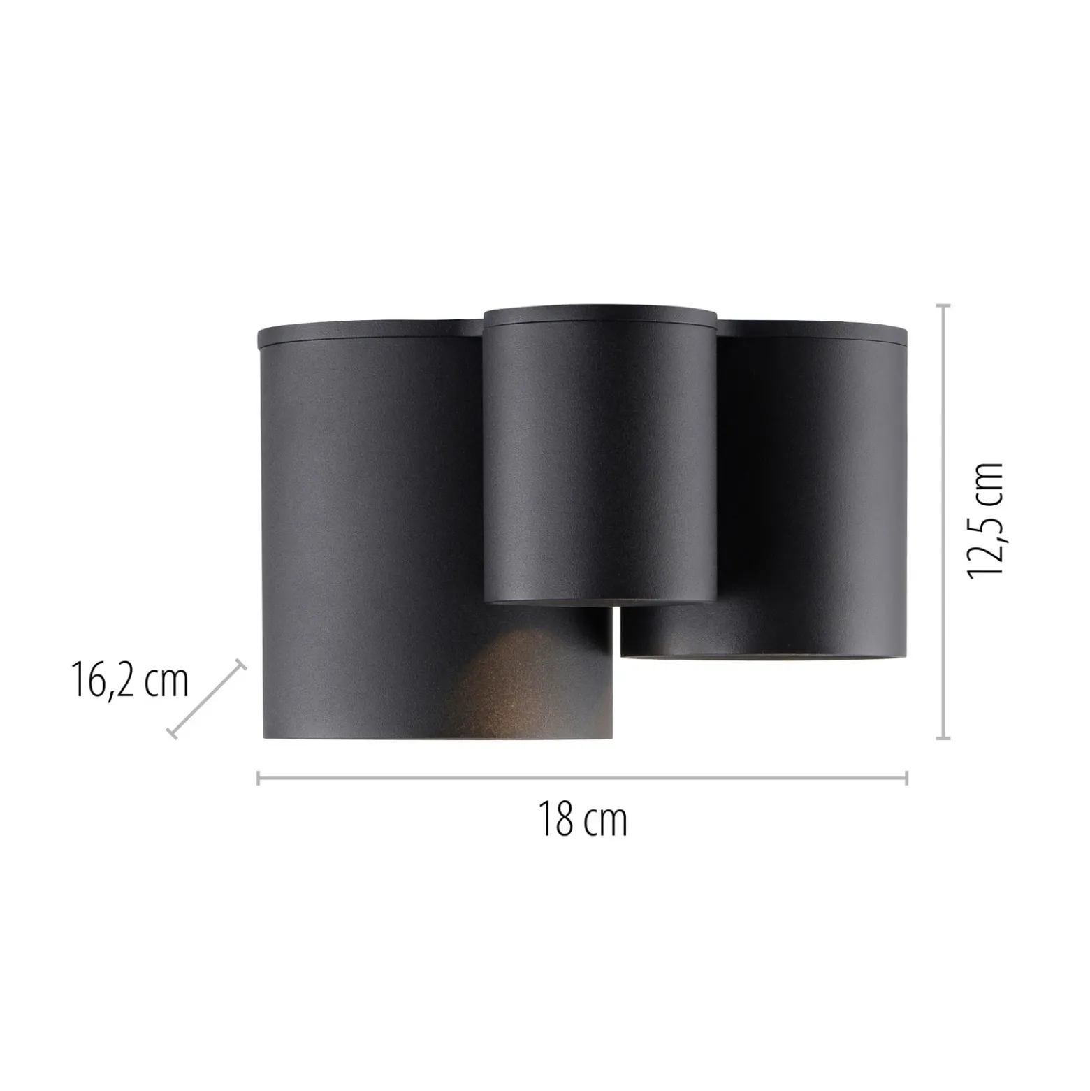 Lámpara de techo LED para baño PURE Point, negra, 18 cm, 3 luces, IP44