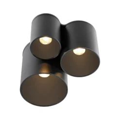 Lámpara de techo LED para baño PURE Point, negra, 18 cm, 3 luces, IP44