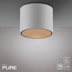 Lámpara de techo LED para baño PURE Point, blanca, Ø 11 cm, metal, IP44
