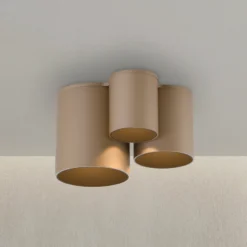 Lámpara de techo LED para baño PURE Point, color bronce, 18 cm, 3 luces, IP44