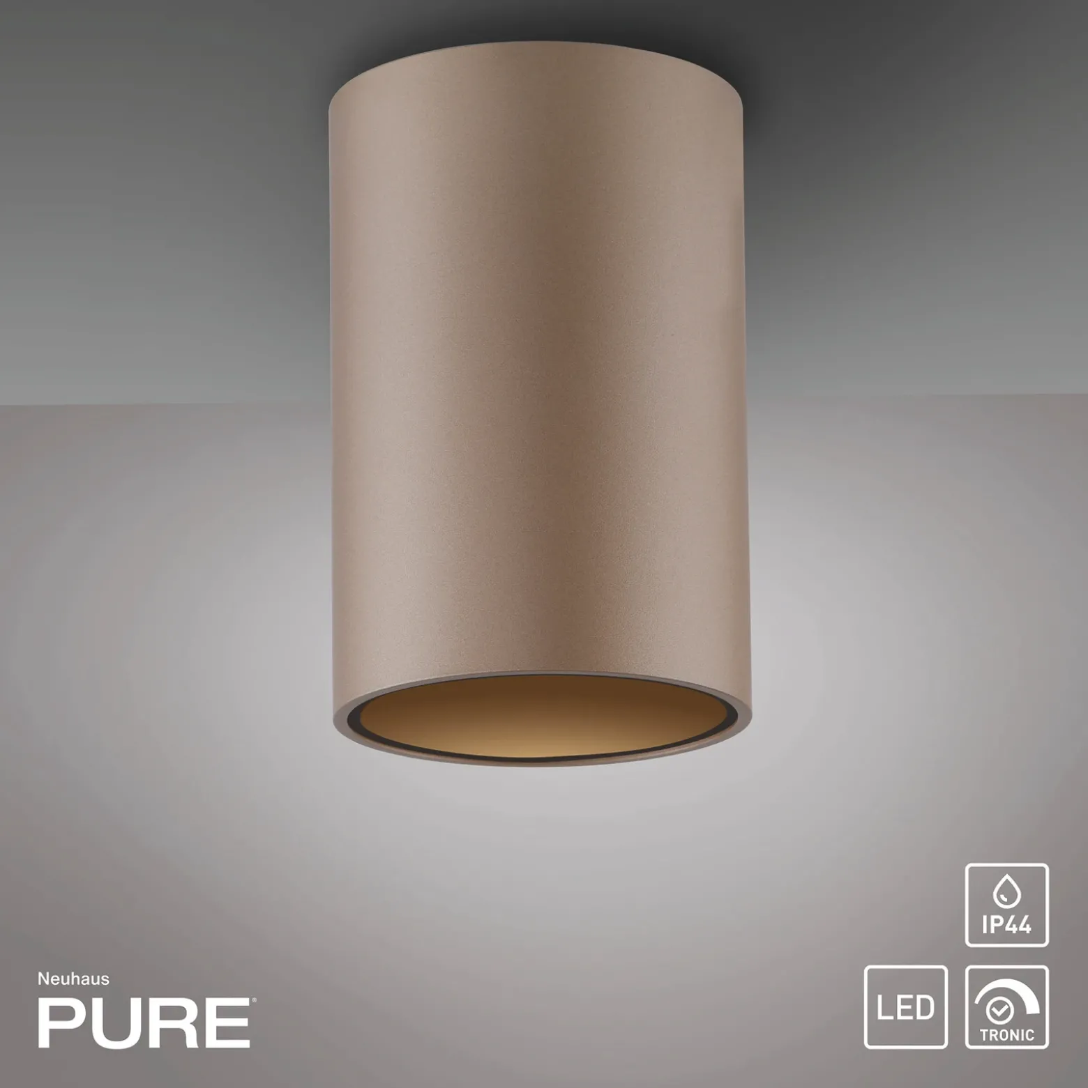 Lámpara de techo LED para baño PURE Point, color bronce, Ø 6 cm, IP44