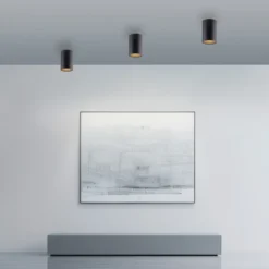 Lámpara de techo LED para baño PURE Point, negra, Ø 6 cm, metal, IP44