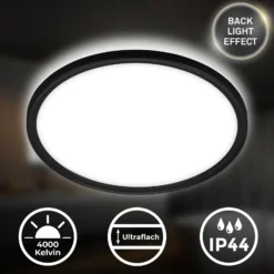 Lámpara de techo LED para baño Slim Drip, negro, Ø 42 cm, IP44