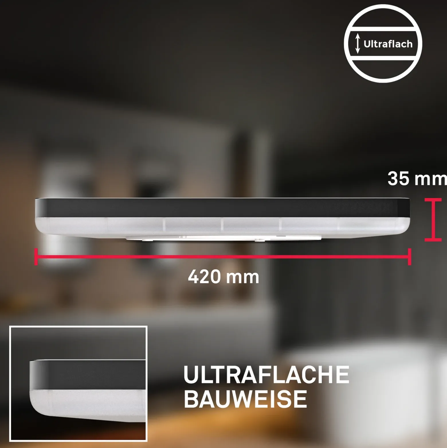 Lámpara de techo LED para baño Slim Drip, negro, Ø 42 cm, IP44