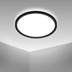 Lámpara de techo LED para baño Slim Drip, negra, Ø 29 cm, IP44