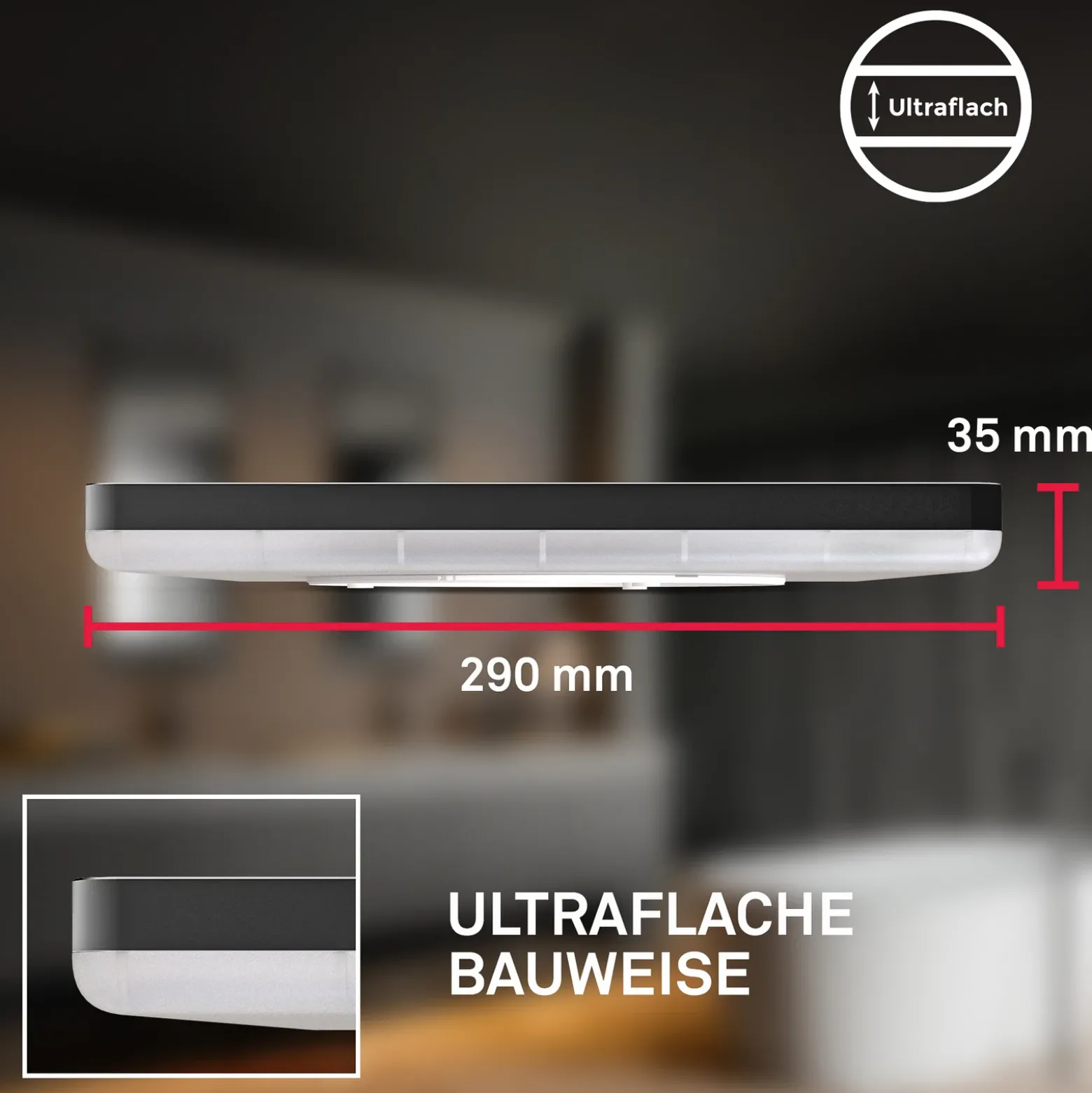 Lámpara de techo LED para baño Slim Drip, negra, Ø 29 cm, IP44