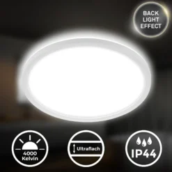 Lámpara de techo LED para baño Slim Drip, blanca, Ø 29 cm, IP44