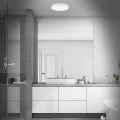 Lámpara de techo LED para baño Slim Drip, blanca, Ø 29 cm, IP44
