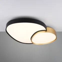 Lámpara de techo LED Rise, negro-oro, 77 x 63 cm, CCT, atenuable