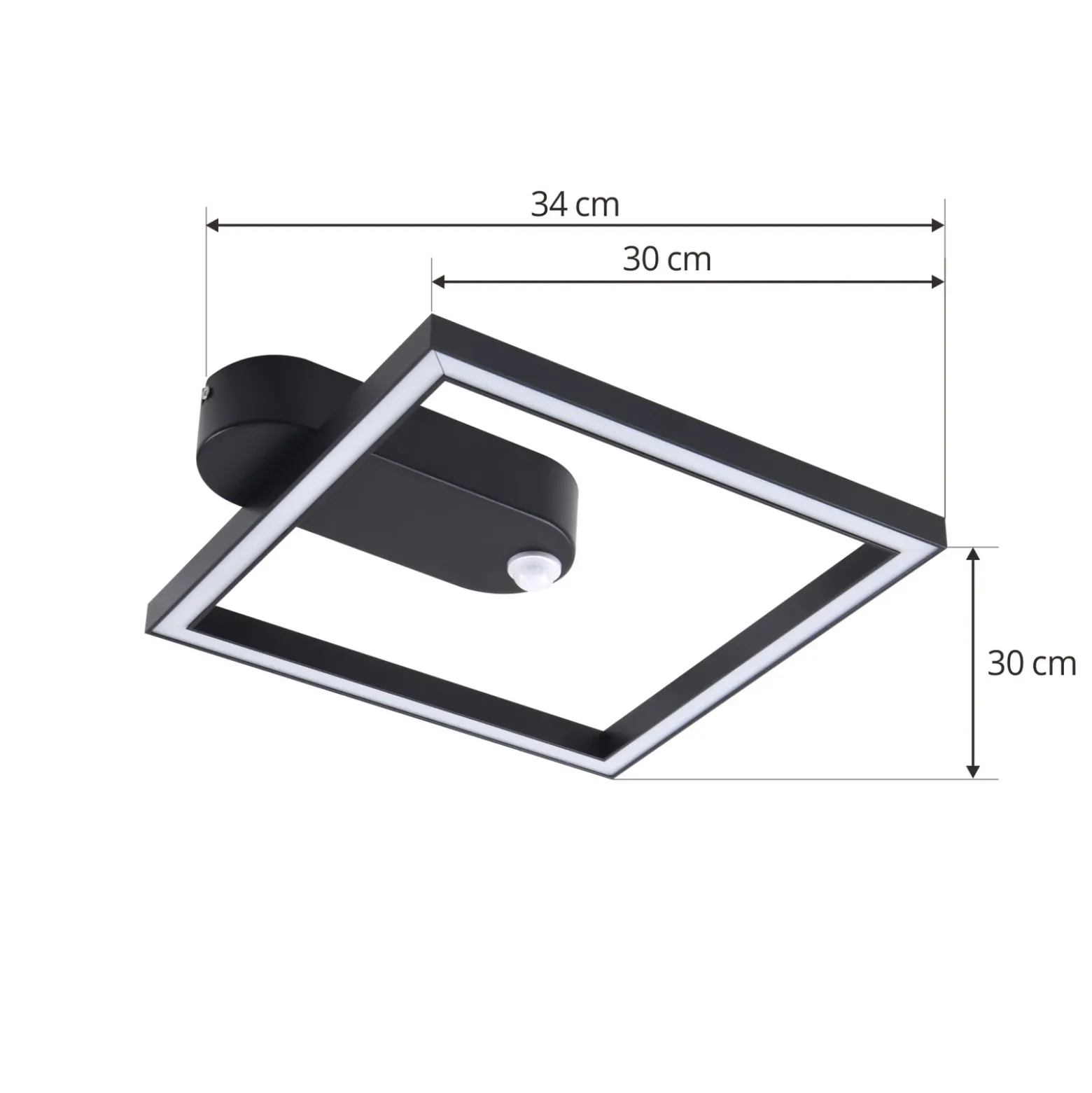 Lámpara de techo LED Yulla de Lindby, 34 cm, negra, con sensor