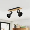 Lámpara de techo Lindby Aylis, 2 luces, 40 cm, negra, madera, E14