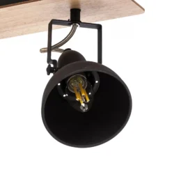 Lámpara de techo Lindby Aylis, 3 luces, 60 cm, negra, madera, E14