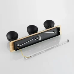 Lámpara de techo Lindby Aylis, 3 luces, 60 cm, negra, madera, E14