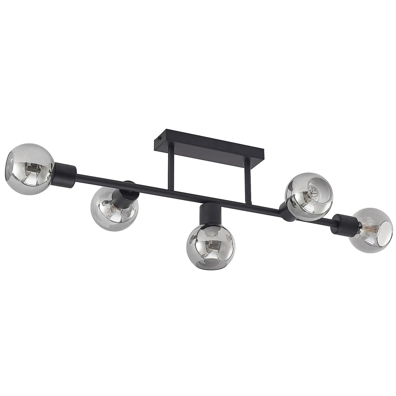 Lámpara de techo Lindby Biscala, 5 luces, negro/humo, E14