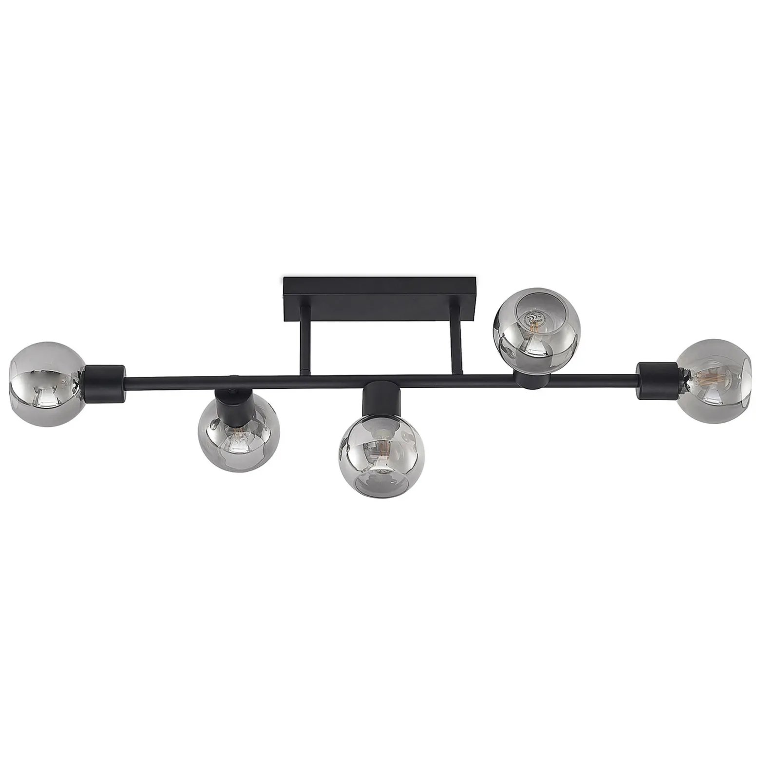 Lámpara de techo Lindby Biscala, 5 luces, negro/humo, E14