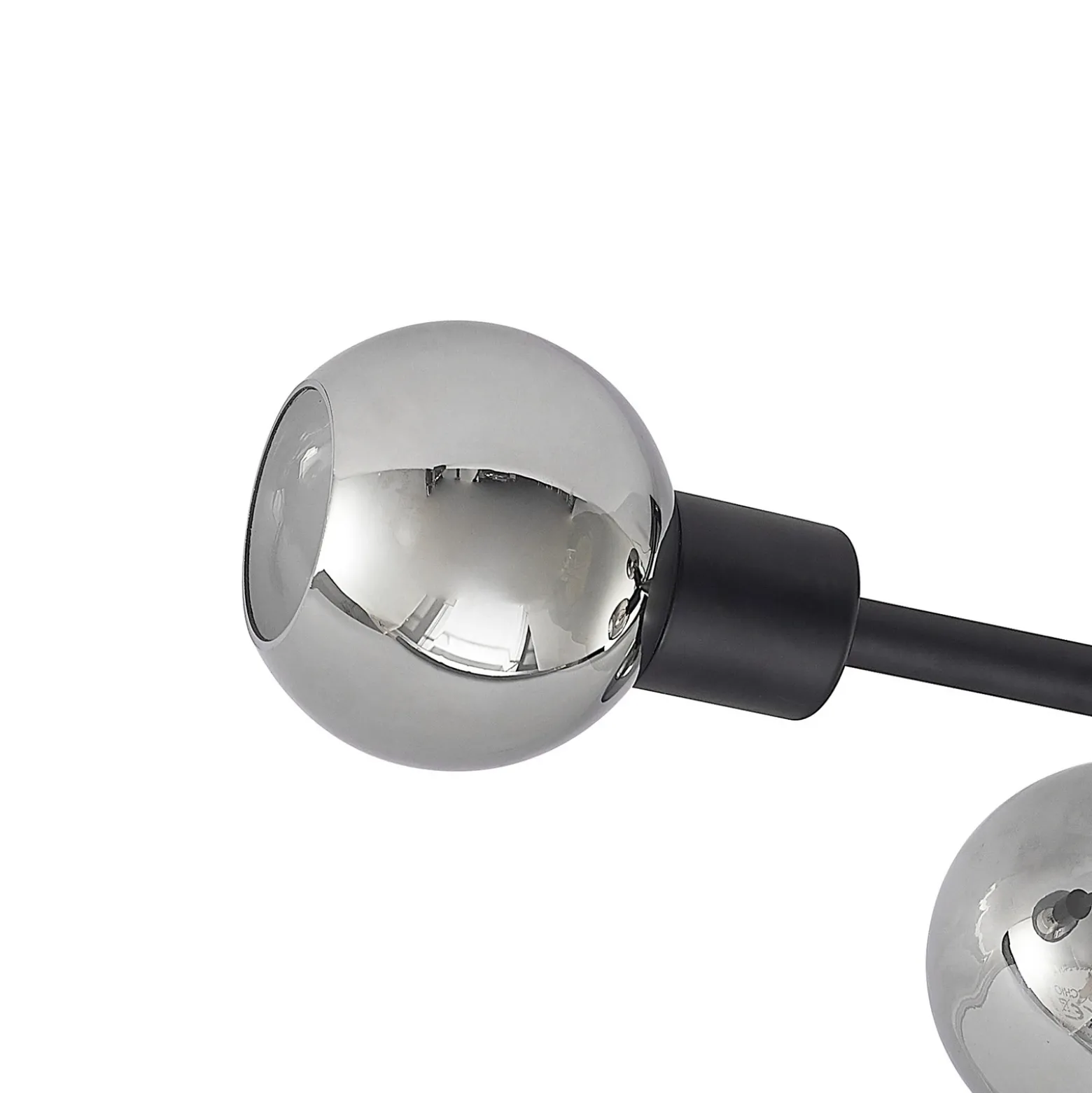 Lámpara de techo Lindby Biscala, 5 luces, negro/humo, E14
