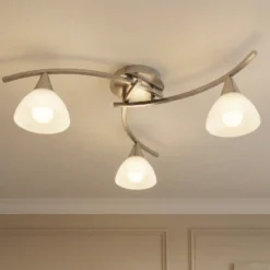 Lámpara de techo Lindby Della, níquel, Ø 58 cm, 3 luces, E14