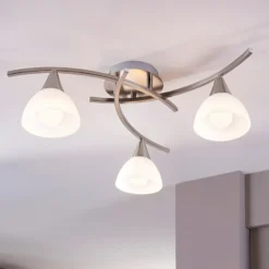 Lámpara de techo Lindby Della, níquel, Ø 58 cm, 3 luces, E14