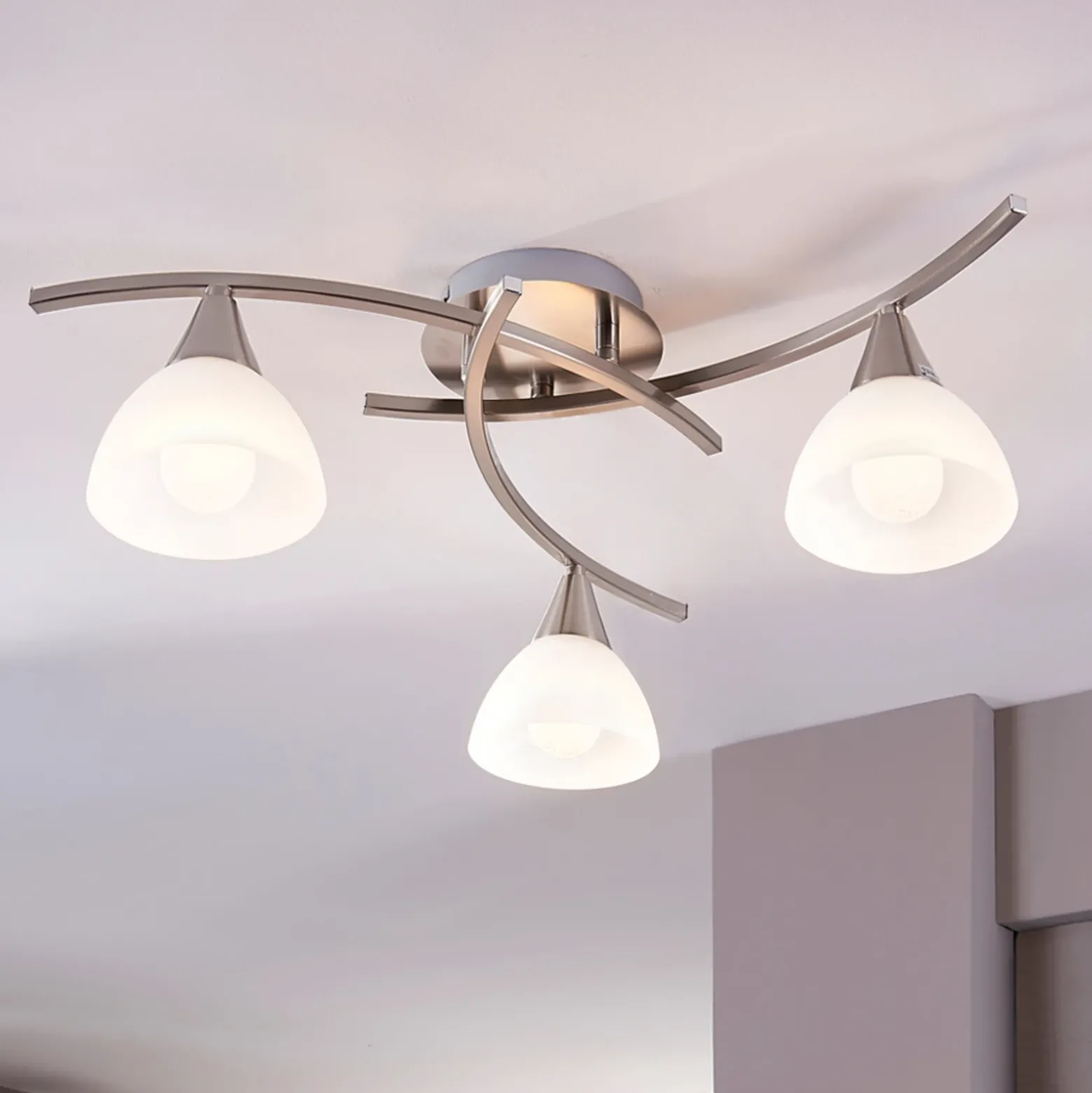 Lámpara de techo Lindby Della, níquel, Ø 58 cm, 3 luces, E14