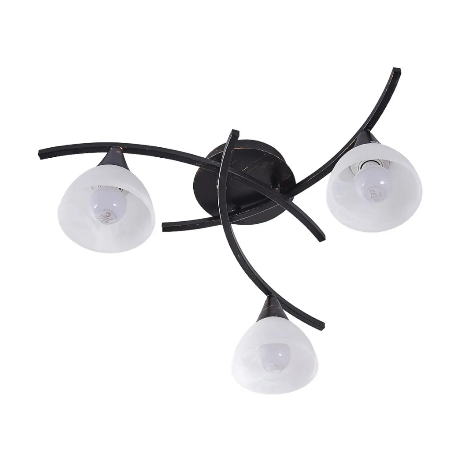 Lámpara de techo Lindby Della, negro-oro, Ø 58 cm, 3 luces, E14