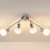 Lámpara de techo Lindby Elaina, 70 cm, 4 luces, níquel, cristal, E14