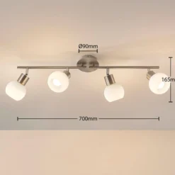 Lámpara de techo Lindby Elaina, 70 cm, 4 luces, níquel, cristal, E14