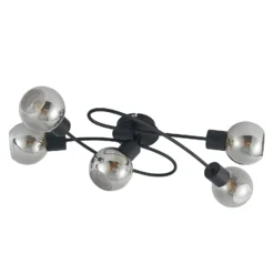 Lámpara de techo Lindby Elaina, 66 cm, 5 luces, negro/humo, E14