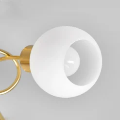 Lámpara de techo Lindby Elaina, Ø52cm, 3 luces, latón, cristal, E14