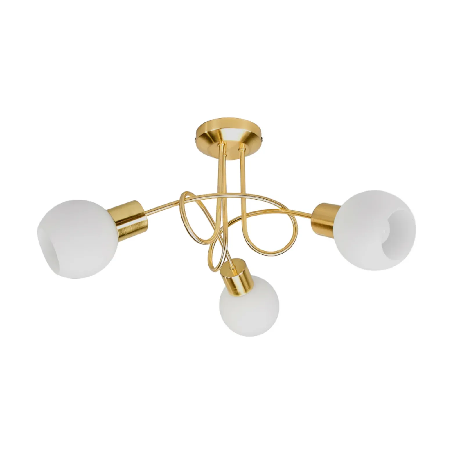 Lámpara de techo Lindby Elaina, Ø52cm, 3 luces, latón, cristal, E14