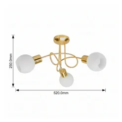 Lámpara de techo Lindby Elaina, Ø52cm, 3 luces, latón, cristal, E14