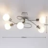 Lámpara de techo Lindby Elaina, 65 cm, 5 luces, níquel, cristal, E14