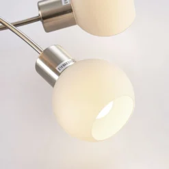 Lámpara de techo Lindby Elaina, 65 cm, 5 luces, níquel, cristal, E14