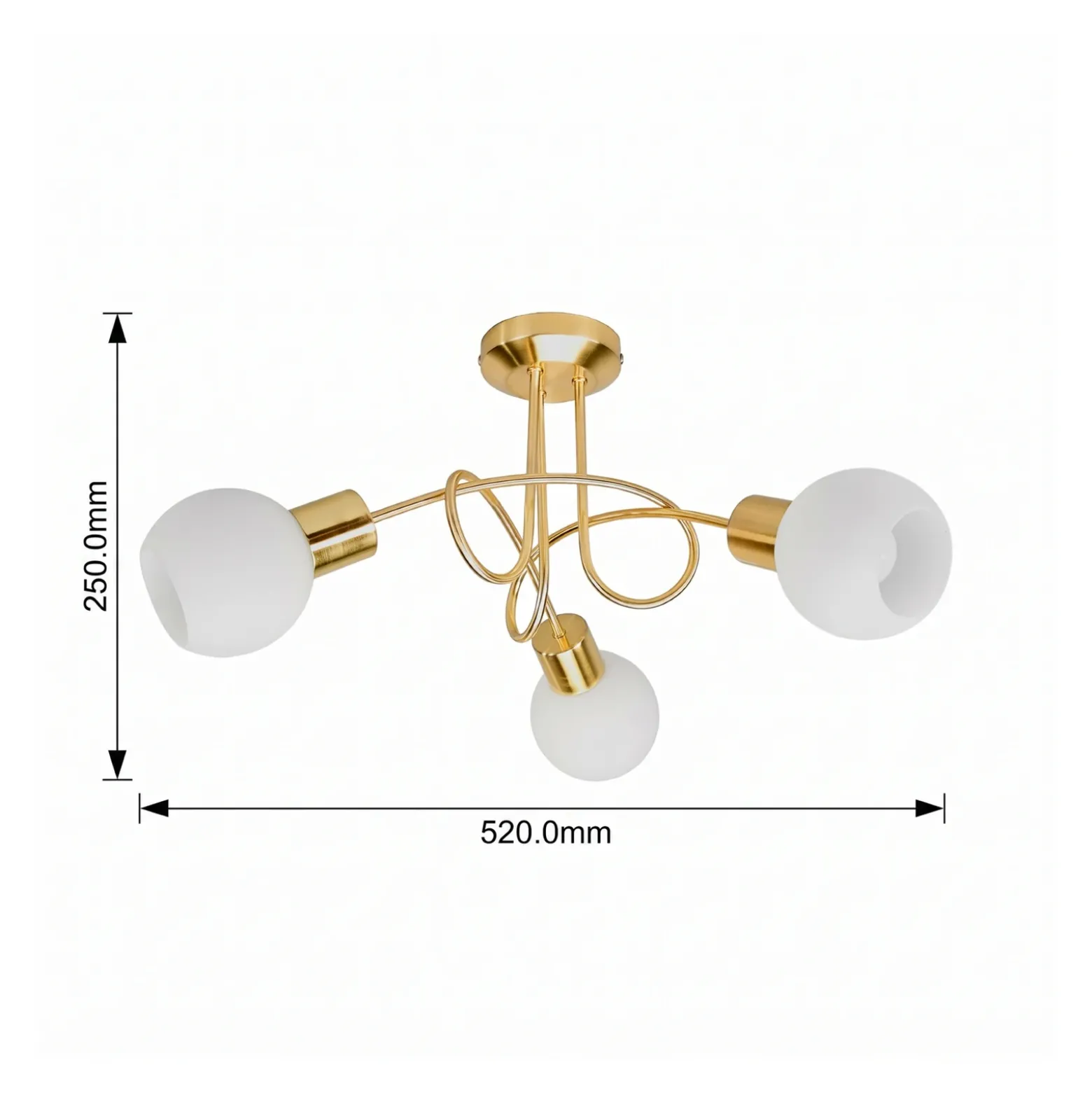 Lámpara de techo Lindby Elaina, Ø52cm, 3 luces, latón, cristal, E14