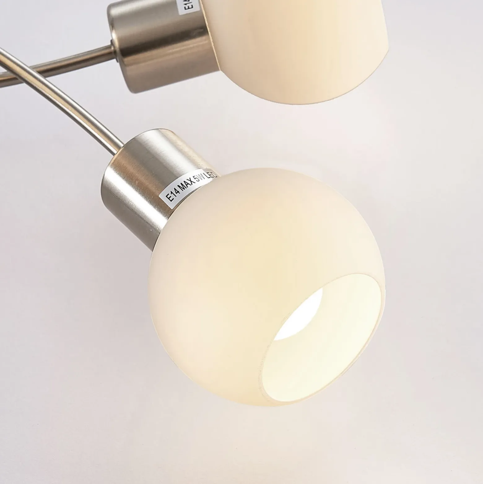 Lámpara de techo Lindby Elaina, 65 cm, 5 luces, níquel, cristal, E14