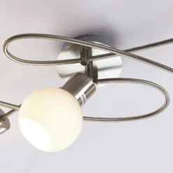 Lámpara de techo Lindby Elaina, 65 cm, 5 luces, níquel, cristal, E14