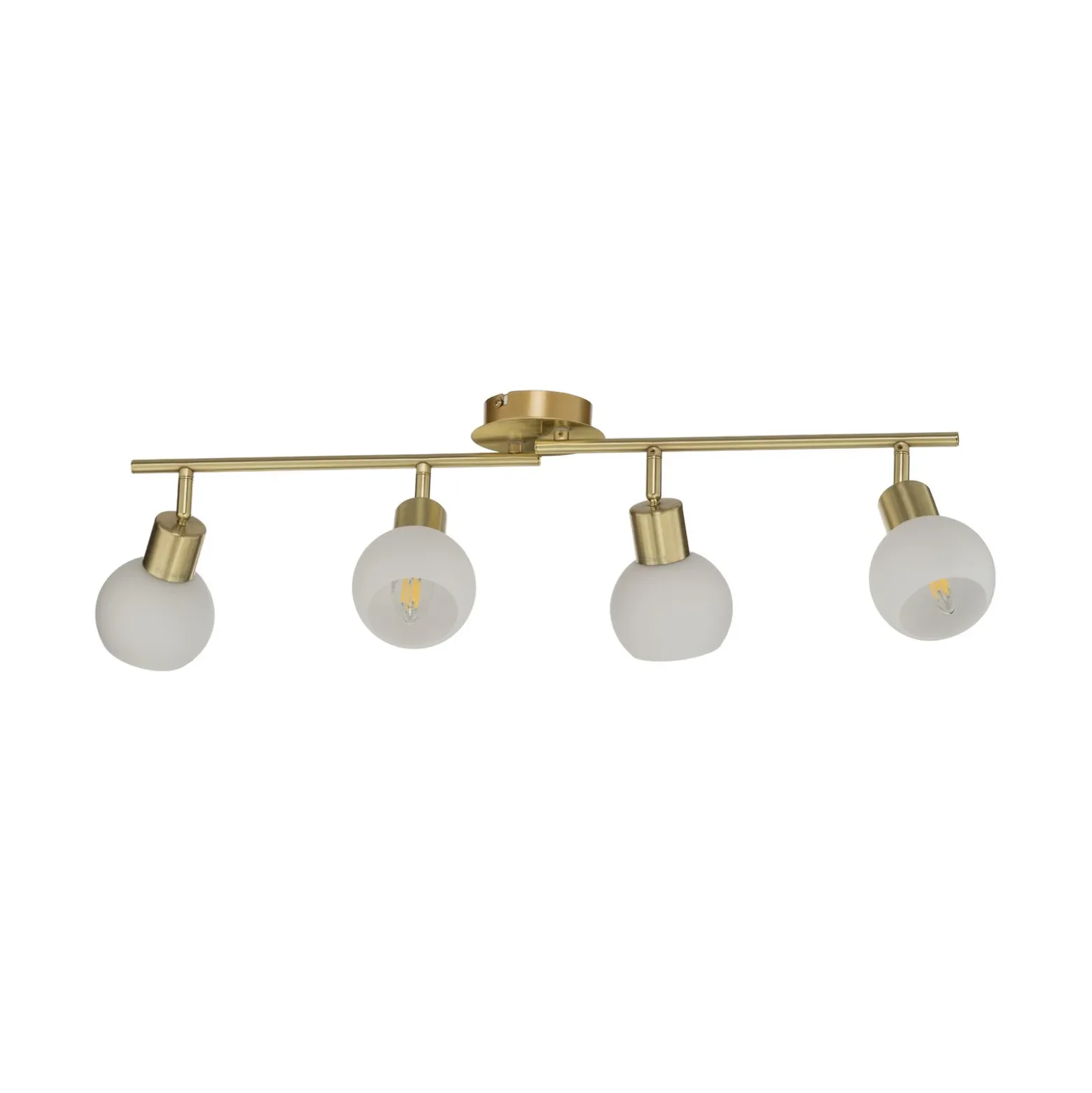 Lámpara de techo Lindby Elaina, 70cm, 4 luces, latón, cristal, E14