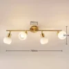 Lámpara de techo Lindby Elaina, 70cm, 4 luces, latón, cristal, E14