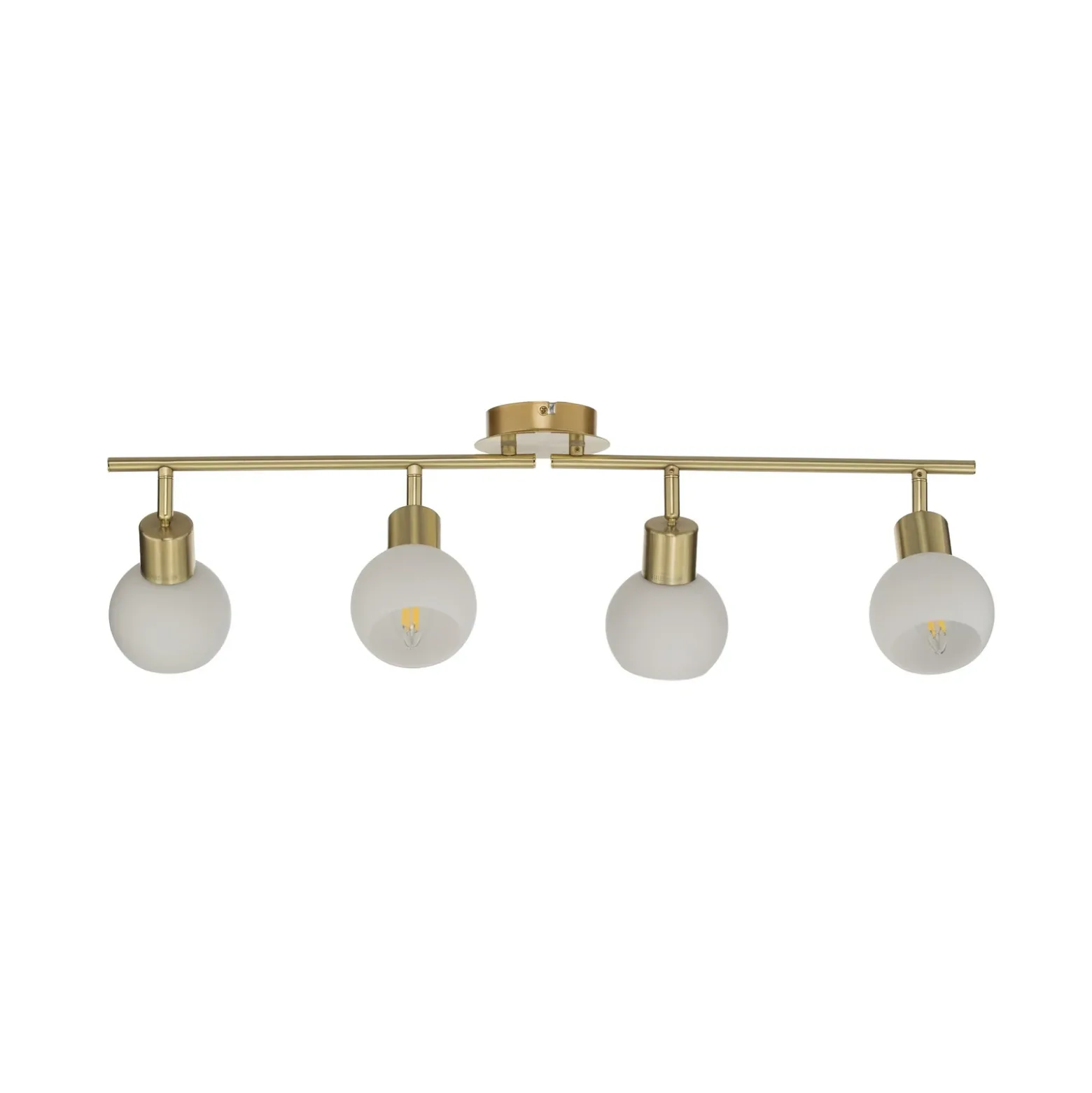Lámpara de techo Lindby Elaina, 70cm, 4 luces, latón, cristal, E14