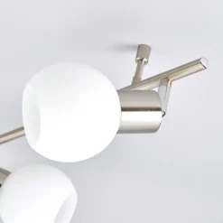 Lámpara de techo Lindby Elaina, 180 cm, 6 luces, níquel, cristal, E14