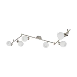 Lámpara de techo Lindby Elaina, 180 cm, 6 luces, níquel, cristal, E14