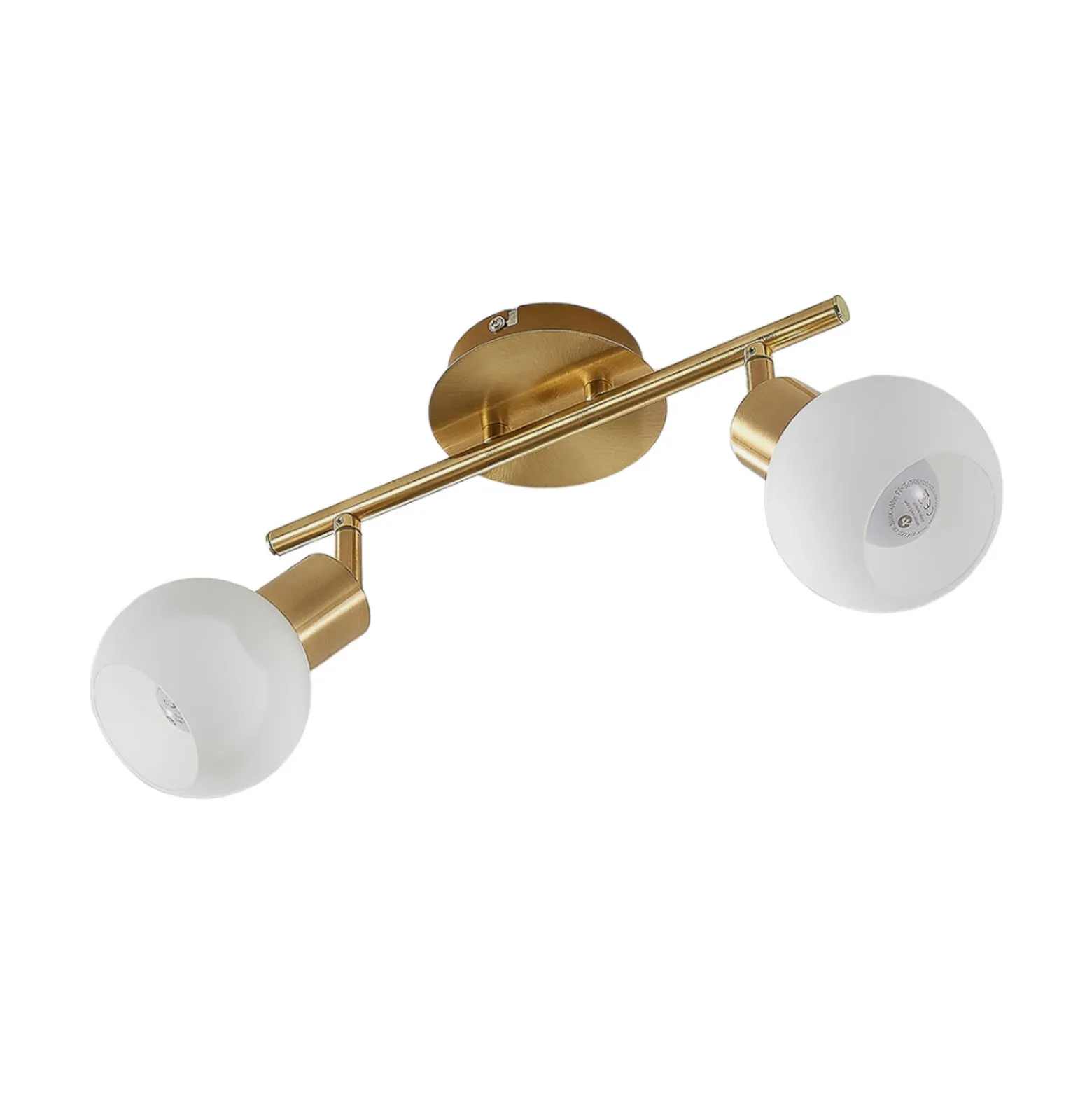 Lámpara de techo Lindby Elaina, 30 cm, 2 luces, latón, cristal, E14