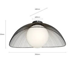 Lámpara de techo Lindby Fabronia, blanco/negro, cristal, esférica, E27