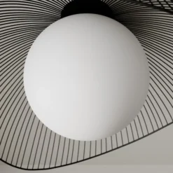 Lámpara de techo Lindby Fabronia, blanco/negro, cristal, esférica, E27